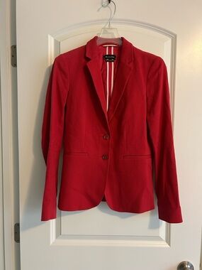 Massimo Dutti Cotton/Viscose Blend Women's Tailored Blazer red size 4